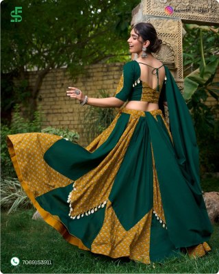 Navratri Collection Cotton Fabric Plain printed Gota Patti cowrie Kodi lace Chaniya Choli  Wholesale lehenga choli