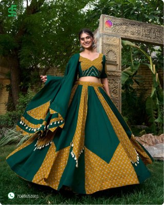 Navratri Collection Cotton Fabric Plain printed Gota Patti cowrie Kodi lace Chaniya Choli  Wholesale lehenga choli
