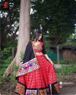 Navratri Collection Cotton Lehenga Choli, Gamthi Work, Garba Dress, Traditional Wear Navratri Garba And Dandiya Night Dress Wholesale  lehenga choli