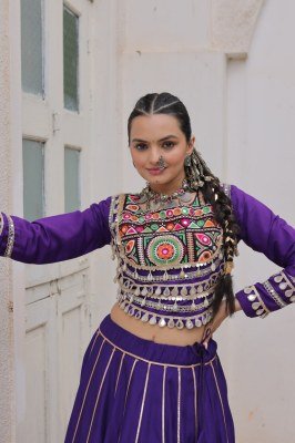 Navratri Royal Touch 7145 Lehenga Choli Gota-Patti Border And Kutchi Gamthi Embroidered Blouse Roman Fabric with Embroidery And Mirror Work Wholesale Single