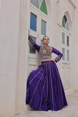 Navratri Royal Touch 7145 Lehenga Choli Gota-Patti Border And Kutchi Gamthi Embroidered Blouse Roman Fabric with Embroidery And Mirror Work Wholesale lehenga choli