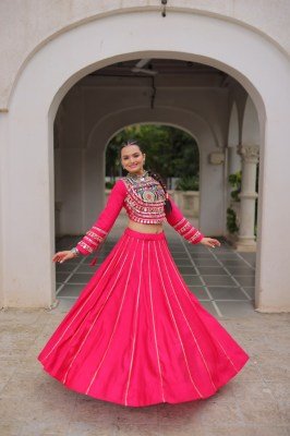 Navratri Royal Touch 7145 Lehenga Choli Gota-Patti Border And Kutchi Gamthi Embroidered Blouse Roman Fabric with Embroidery And Mirror Work Wholesale lehenga choli