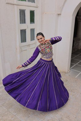 Navratri Royal Touch 7145 Lehenga Choli Gota-Patti Border And Kutchi Gamthi Embroidered Blouse Roman Fabric with Embroidery And Mirror Work Wholesale lehenga choli