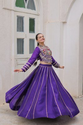 Navratri Royal Touch 7145 Lehenga Choli Gota-Patti Border And Kutchi Gamthi Embroidered Blouse Roman Fabric with Embroidery And Mirror Work Wholesale lehenga choli