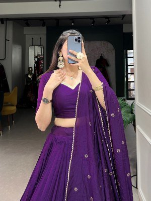 Navratri Special 1906 Pure Chanderi Lehenga Choli  Zari Weaving Sequin Work Dupatta Pure Chanderi Lehenga Choli for Navratri Zari Weaving Work with Se Single