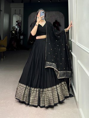 Navratri Special 1906 Pure Chanderi Lehenga Choli  Zari Weaving Sequin Work Dupatta Pure Chanderi Lehenga Choli for Navratri Zari Weaving Work with Se Single