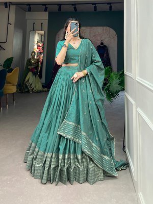 Navratri Special 1906 Pure Chanderi Lehenga Choli  Zari Weaving Sequin Work Dupatta Pure Chanderi Lehenga Choli for Navratri Zari Weaving Work with Se lehenga choli