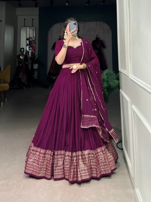 Navratri Special 1906 Pure Chanderi Lehenga Choli  Zari Weaving Sequin Work Dupatta Pure Chanderi Lehenga Choli for Navratri Zari Weaving Work with Se lehenga choli