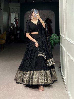 Navratri Special 1906 Pure Chanderi Lehenga Choli  Zari Weaving Sequin Work Dupatta Pure Chanderi Lehenga Choli for Navratri Zari Weaving Work with Se lehenga choli