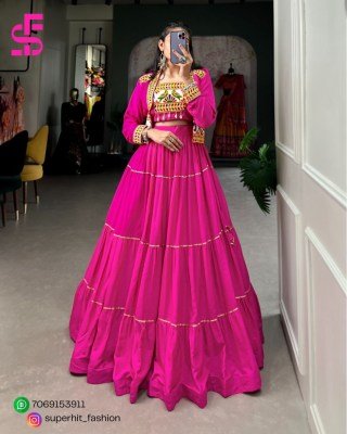Navratri Special Jhamkudi Lehenga Choli 1606 Pink Colour Pure Rayon with Gota Patti Shine And Gamthi Work with Cowrie Lace blouse With Jocket  Wholesa lehenga choli