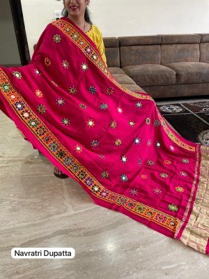 Navratri Special Premium Silk Dupatta with Traditional Embroidery And Foil Mirror Work Wholesale dupatta