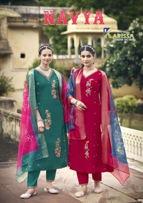 Navya by Karissa premium roman silk embroidered readymade suit catalogue at affordable rate Karissa 