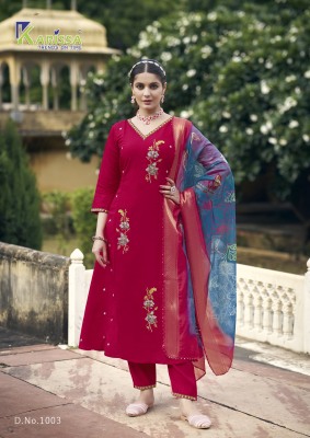 Navya by Karissa premium roman silk embroidered readymade suit catalogue at affordable rate readymade suit catalogs