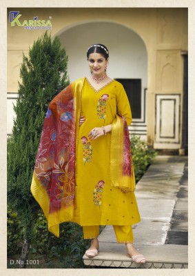 Navya by Karissa premium roman silk embroidered readymade suit catalogue at affordable rate readymade suit catalogs