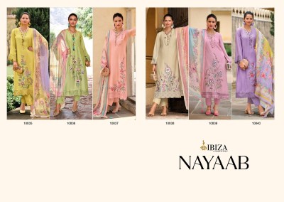 Nayaab by IBIZA Life Style pure musline embroidered unstitched suit catalogue at affordable rate salwar kameez catalogs