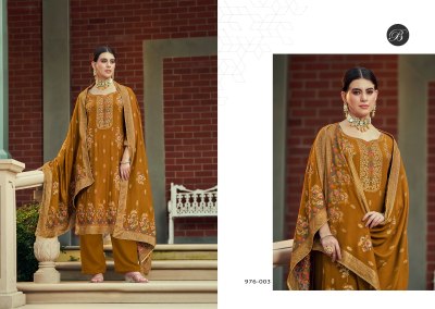 Nazakat By Belliza Pure Pashmina Printed Unstitched Dress material catalogue at affordable rate salwar kameez catalogs