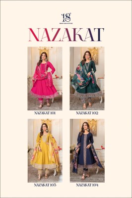 Nazakat by 18 Atitude Designer Pure Maslin Anarkali style  designer suit with affordable rate readymade suit catalogs