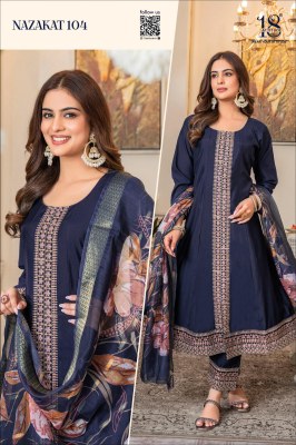 Nazakat by 18 Atitude Designer Pure Maslin Anarkali style  designer suit with affordable rate readymade suit catalogs