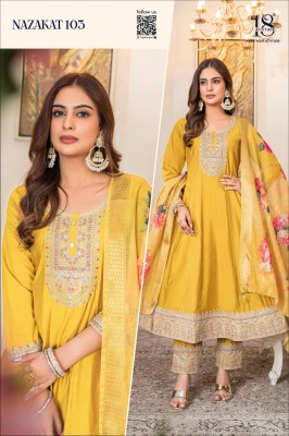 Nazakat by 18 Atitude Designer Pure Maslin Anarkali style  designer suit with affordable rate readymade suit catalogs