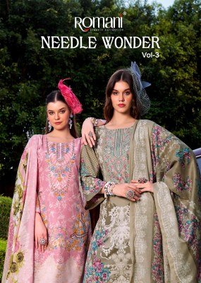 Needle Wonder Vol 3 Premium Cotton Suit with Heavy Embroidery And Mal Mal Dupatta Dress Material Wholesale wholesale catalogs