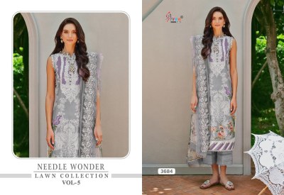 Needle wonder lawn collection vol 5 by shree fab unstitched dress material catalogue dress material catalogs