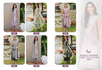 Needle wonder lawn collection vol 5 by shree fab unstitched dress material catalogue dress material catalogs