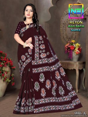 Nemi by reyon wax batik heavy reyon cotton printed saree catalogue at low rate sarees catalogs