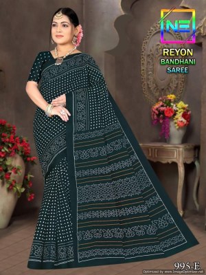 Nemi luanch heavy reyon cotton printed bandhani saree catalogue at affordable rate  sarees catalogs