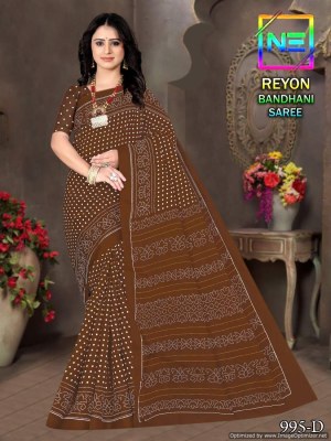 Nemi luanch heavy reyon cotton printed bandhani saree catalogue at affordable rate  sarees catalogs