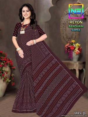 Nemi luanch heavy reyon cotton printed bandhani saree catalogue at affordable rate  sarees catalogs