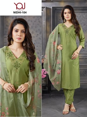 Niddhi by Wanna heavy silk embroidered kurti pant and dupatta catalogue Wanna kurti