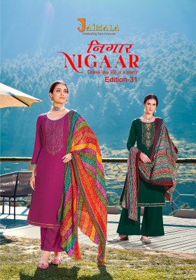 Nigaar 31 by Jaimala pure reyon slub embroidered unstitched dress material catalogue salwar kameez catalogs