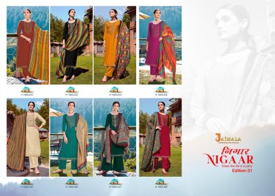 Nigaar 31 by Jaimala pure reyon slub embroidered unstitched dress material catalogue salwar kameez catalogs