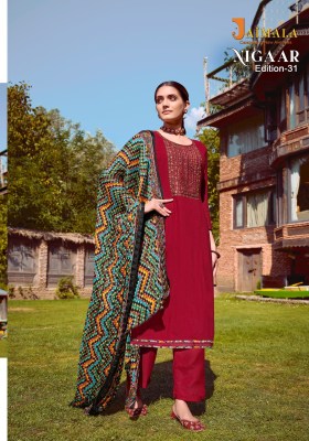 Nigaar 31 by Jaimala pure reyon slub embroidered unstitched dress material catalogue salwar kameez catalogs