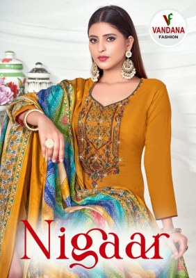 Nigaar by Vandana fashion pure reyon embroidered unstitched dress material catalogue  Vandana Fashion