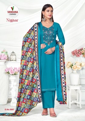 Nigaar by Vandana fashion pure reyon embroidered unstitched dress material catalogue  salwar kameez catalogs