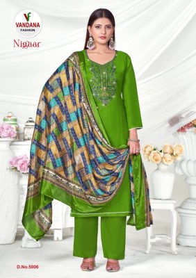 Nigaar by Vandana fashion pure reyon embroidered unstitched dress material catalogue  salwar kameez catalogs