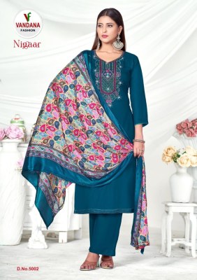 Nigaar by Vandana fashion pure reyon embroidered unstitched dress material catalogue  salwar kameez catalogs