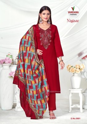 Nigaar by Vandana fashion pure reyon embroidered unstitched dress material catalogue  salwar kameez catalogs