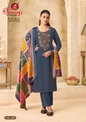 Nigar vol 2 by Ganeshji Pure Reyon Slub With Embroidery work unstitched suit with low budget price salwar kameez catalogs
