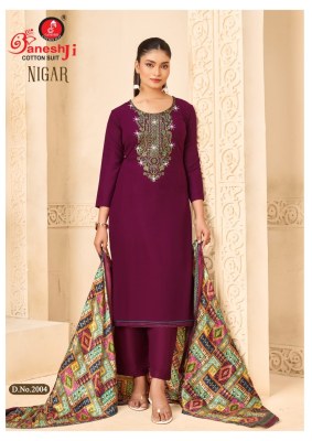 Nigar vol 2 by Ganeshji Pure Reyon Slub With Embroidery work unstitched suit with low budget price salwar kameez catalogs