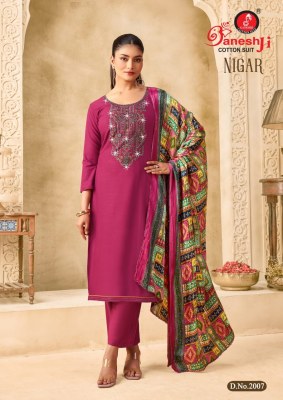 Nigar vol 2 by Ganeshji Pure Reyon Slub With Embroidery work unstitched suit with low budget price salwar kameez catalogs