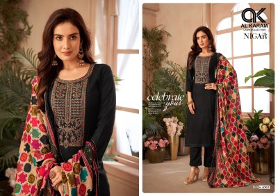 Nigar vol 4 by Al Karam Pure reyon slub Embroidered designer unstitched dress material catalogue at affordable rate salwar kameez catalogs