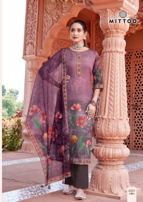 Nihar by Mittoo Satin printed thread Work kurti pant and dupatta catalogue at low rate readymade suit catalogs