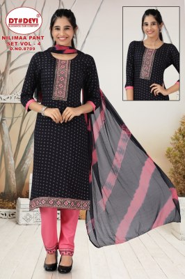 Nilimaa Pant Set vol 4 D No 8709 Reyon Printed Kurti Pant and Dupatta catalogue at affordable Price  readymade suit catalogs