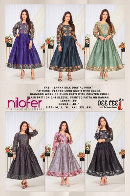 Nilofer by Deecee Falred Long digital printed Kurti collection at low rate kurtis catalogs