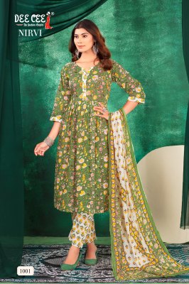 Nirvi by Deecee Ghera Tie Patti cotton cambric printed readymade suit catalogue at affordable rate readymade suit catalogs