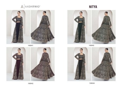 Nitya by Aashirwad creation real georgette Embroidered indo western  catalogue at affordable rate readymade suit catalogs