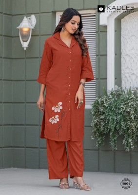 Niva by Kadlee Printed handwork reyon co ord set catalogue at affordable rate kurtis catalogs