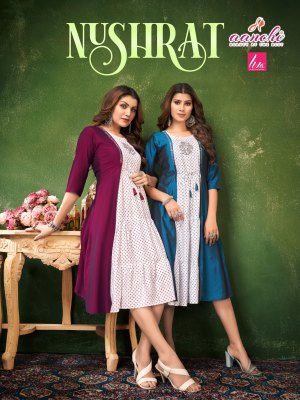 Nushrat by Aanchi kurtis Liva reyon printed kurti catalogue at affordaable rate Aanchi 